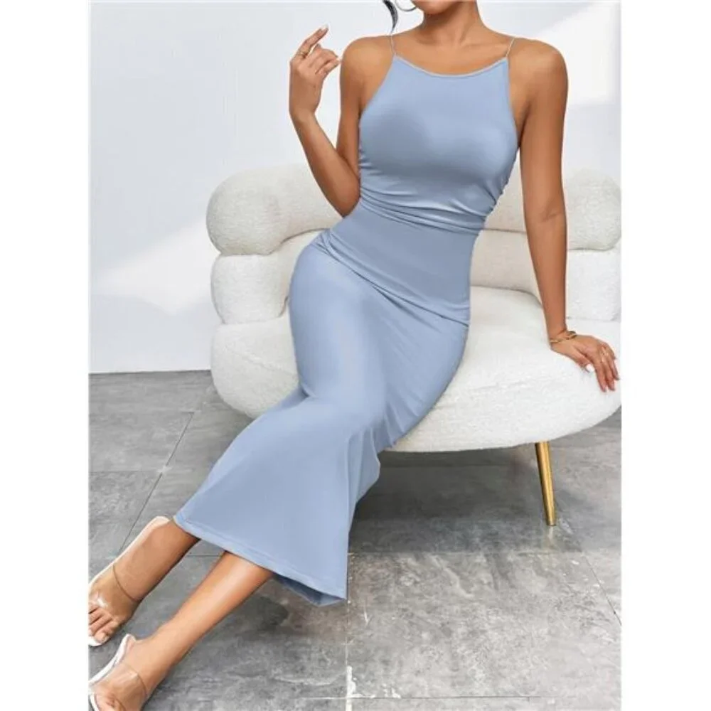 Spaghetti Straps Midi Bodycon Dress